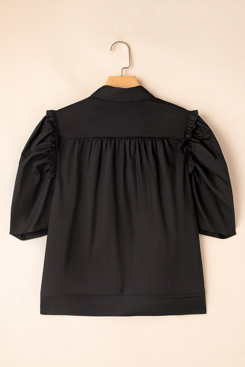 Analeia Frilly Puff Sleeve Stylish Collared Shirt