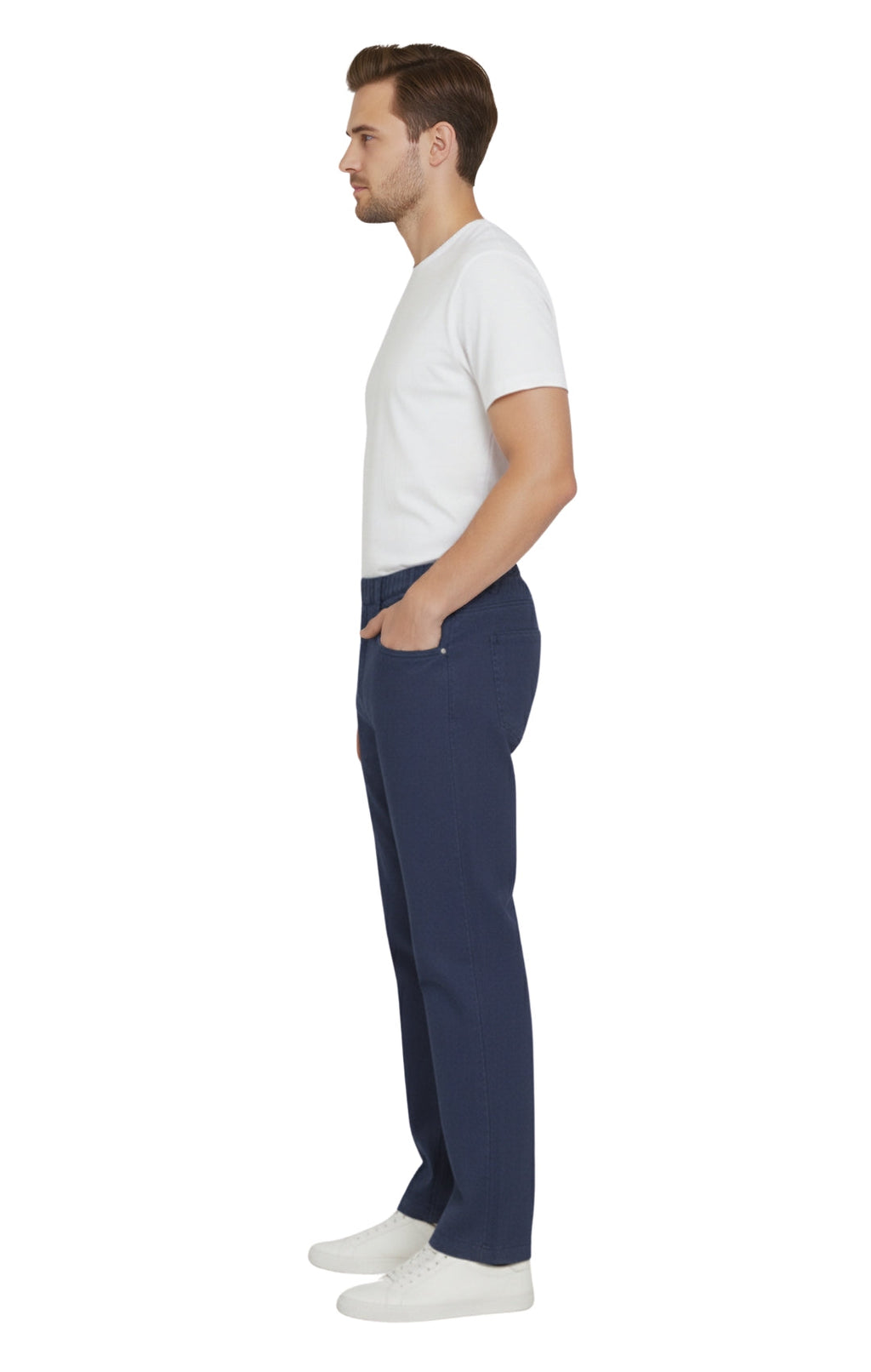 Men's Casual Elastic Waist Denim & Twill Pull on Jeans Pants