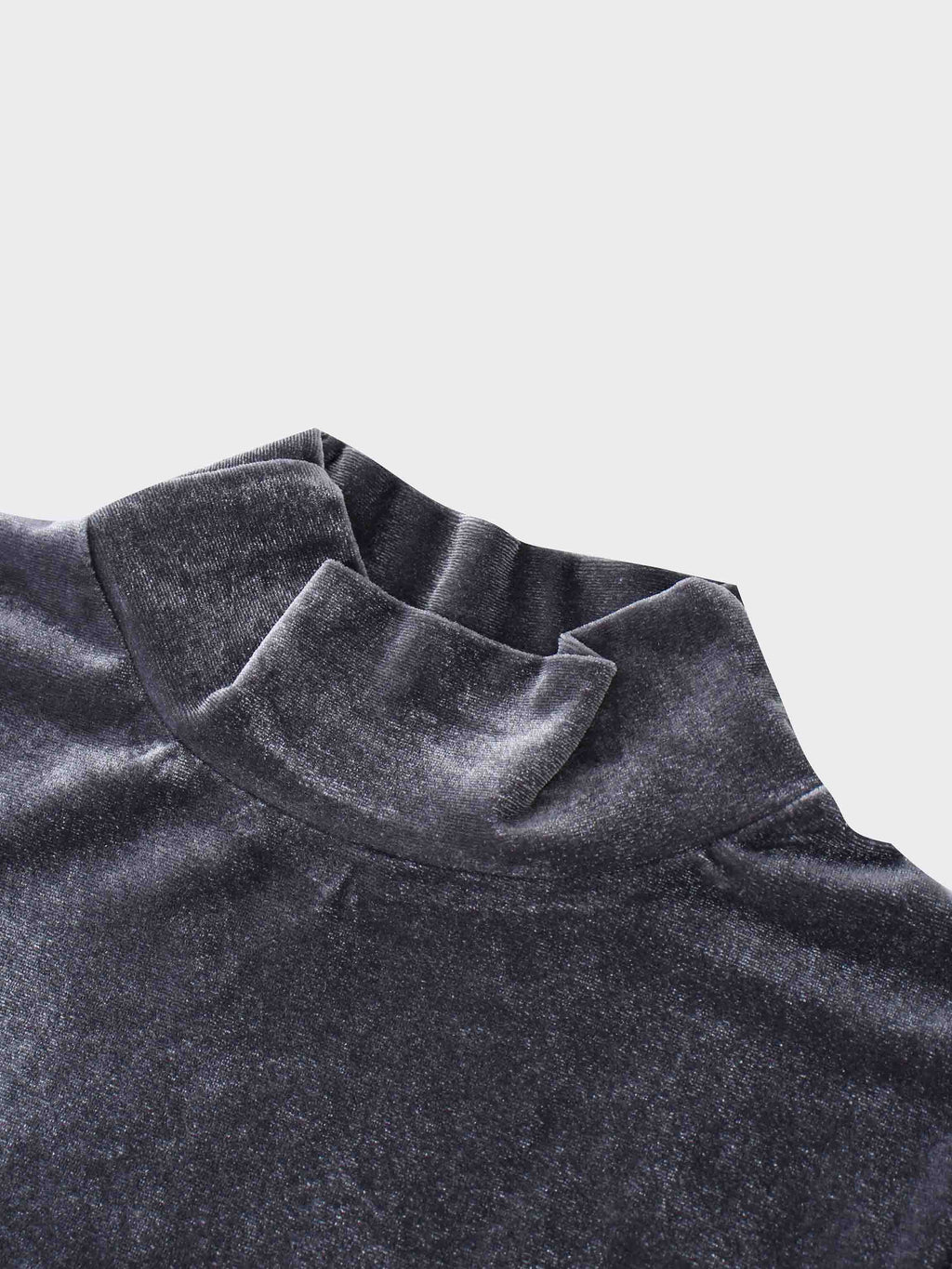 Velour Mock Neck Turtleneck-Grey