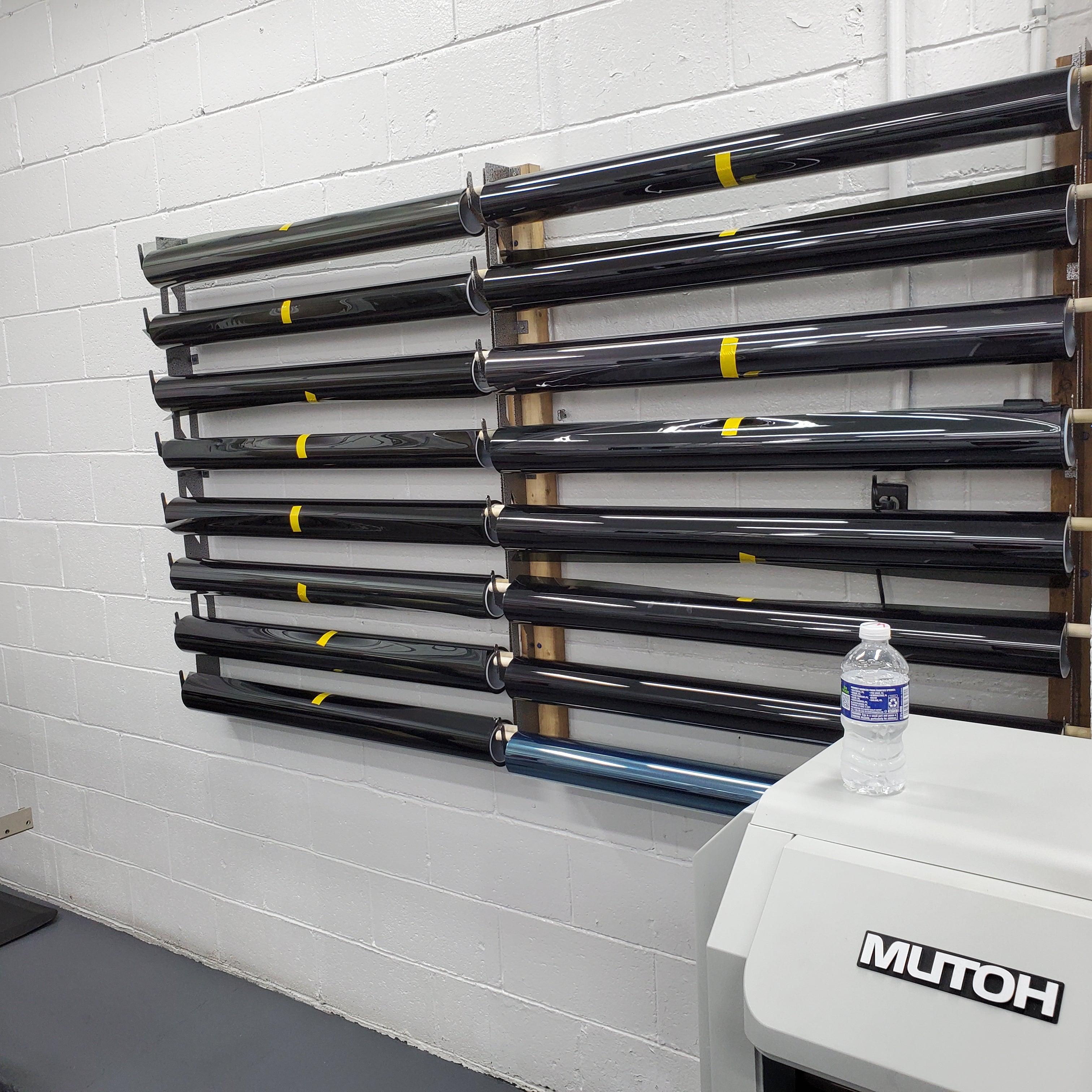 Wall-Mounted Vinyl, Tint, Paper & Cloth Wrap Rack - Modular Storage | Martin Metalwork"