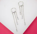 Gold Filled Long Dangle CZ Stone Huggie Earrings (L71)