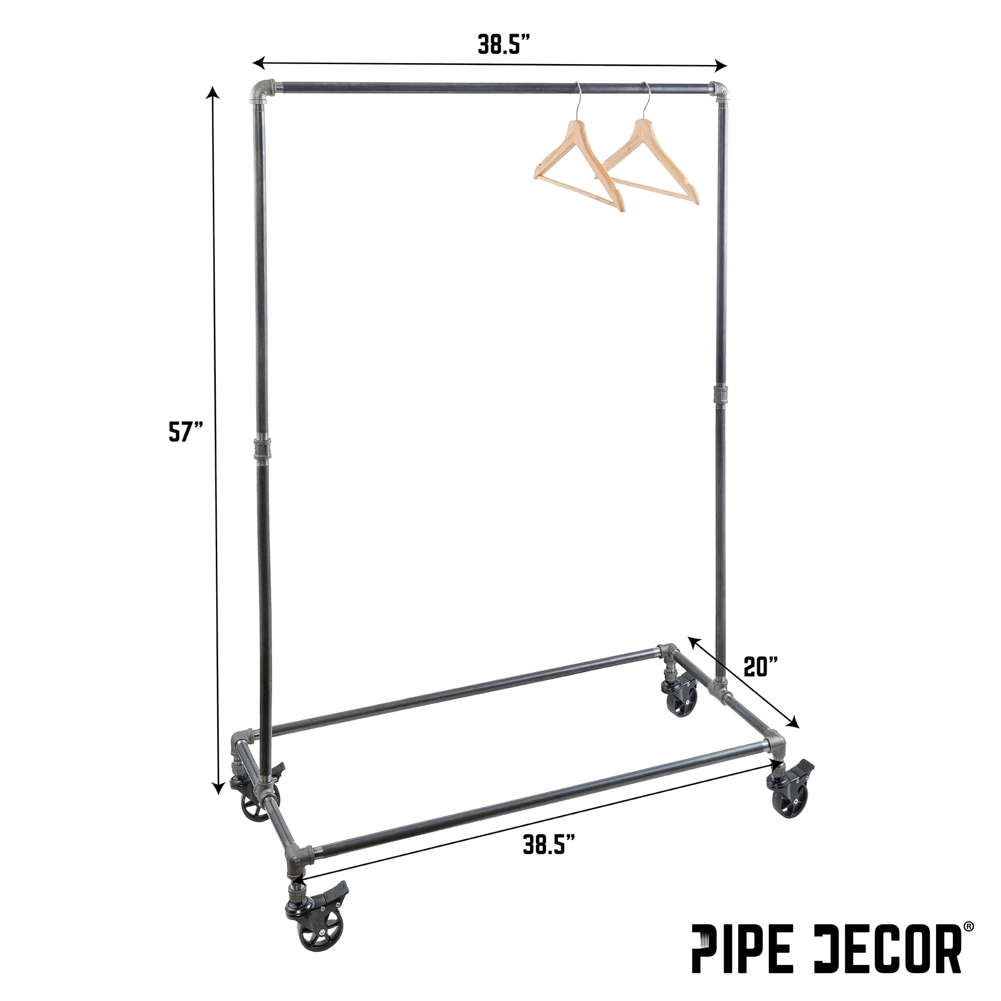 58 in. Rolling Single Rod Clothing Rack