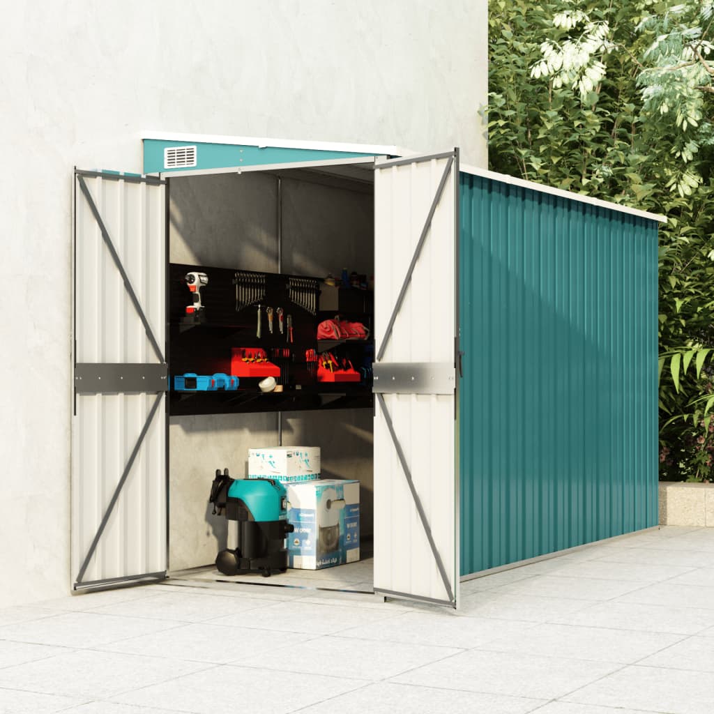 vidaXL Storage Shed Wall-mounted Garden Shed for Backyard Galvanized Steel