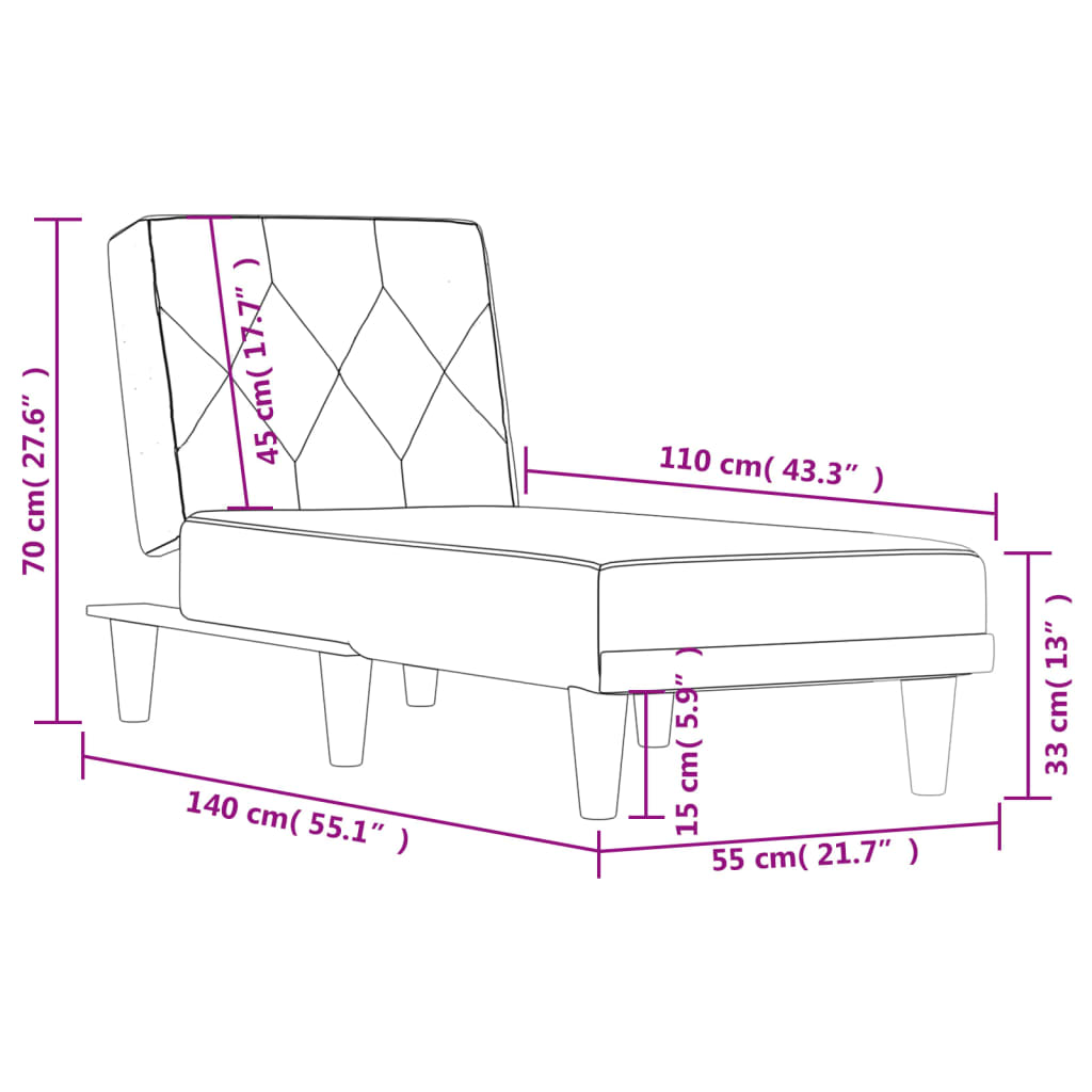 vidaXL Lounger Settee Lounge Sofa Chair Bed Seating for Living Room Velvet