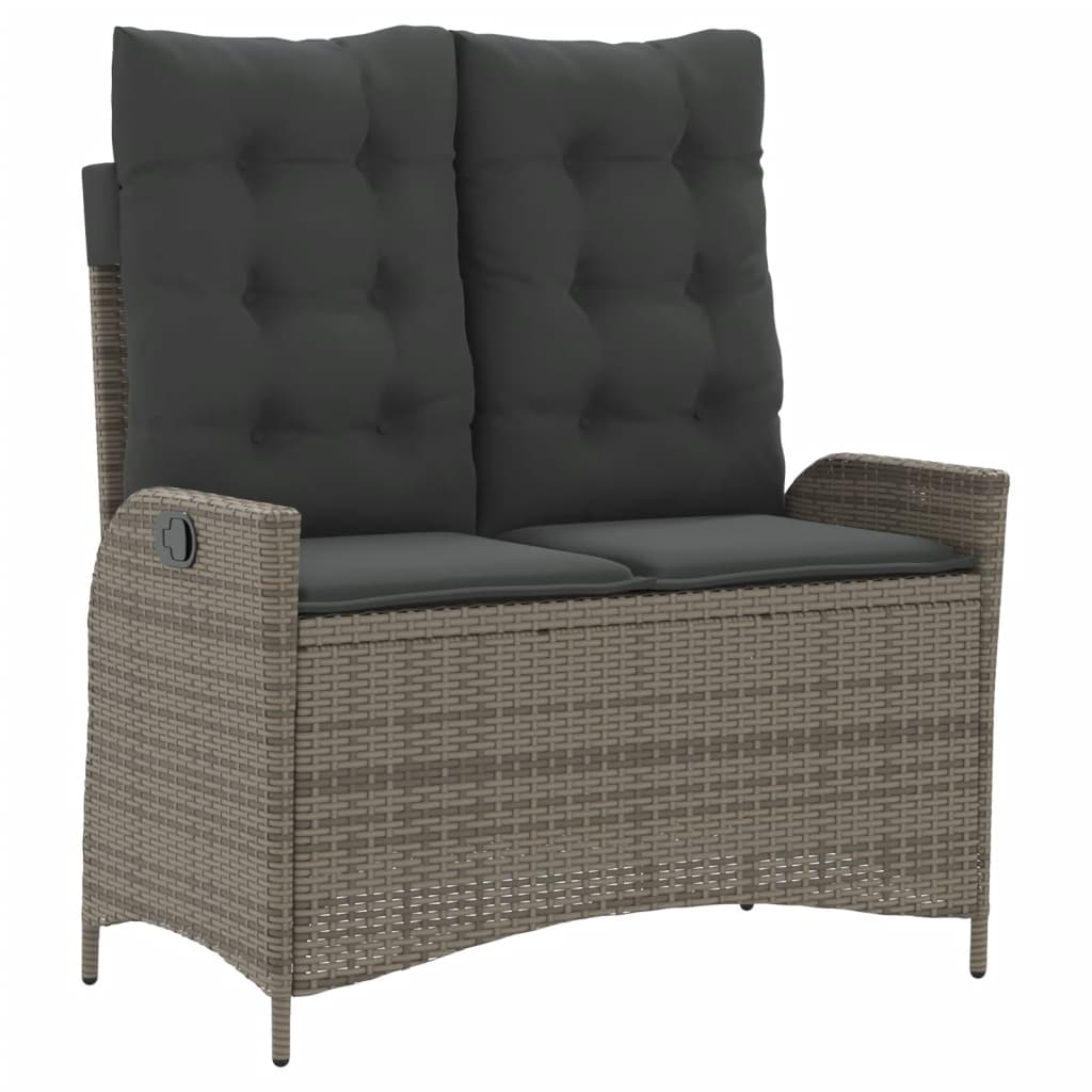vidaXL 4 Piece Patio Dining Set with Cushions Gray Poly Rattan