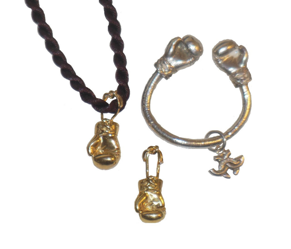 Boxing Glove Pendant-18K Gold. Keep fighting for good, health, life & love.