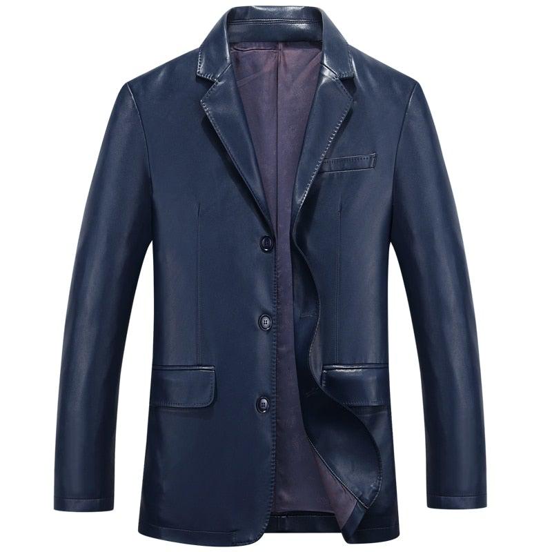 Balkan Mens 3 Button Leather Blazer
