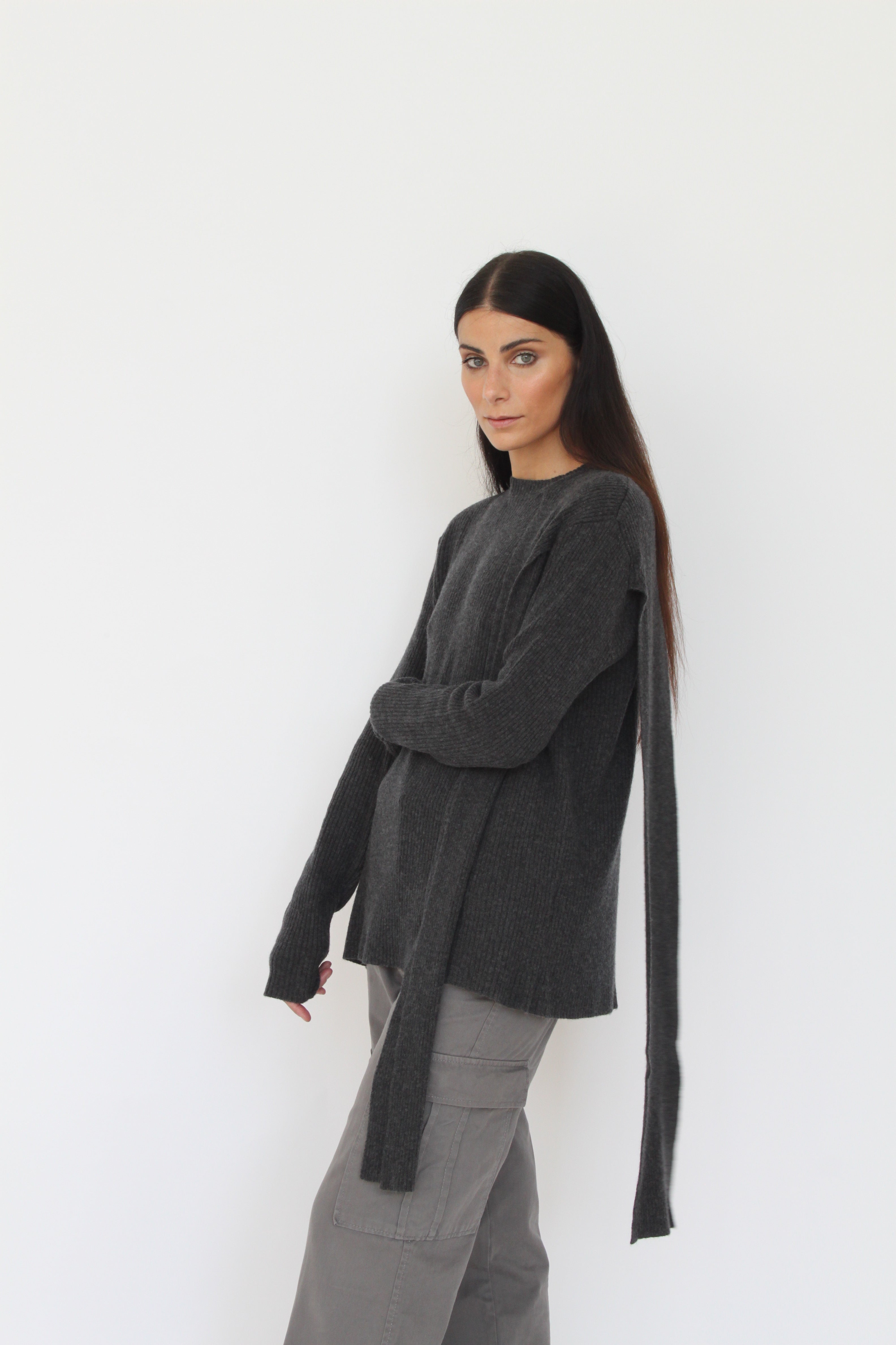 Girocollo con fiocco laterale in misto Cashmere - Antonia