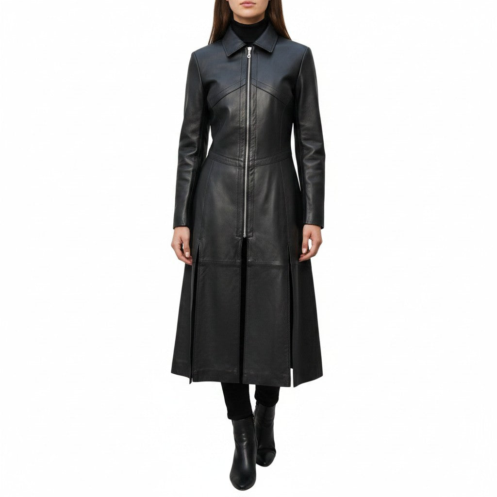 Women’s Matrix Long-Length Genuine Leather Coat