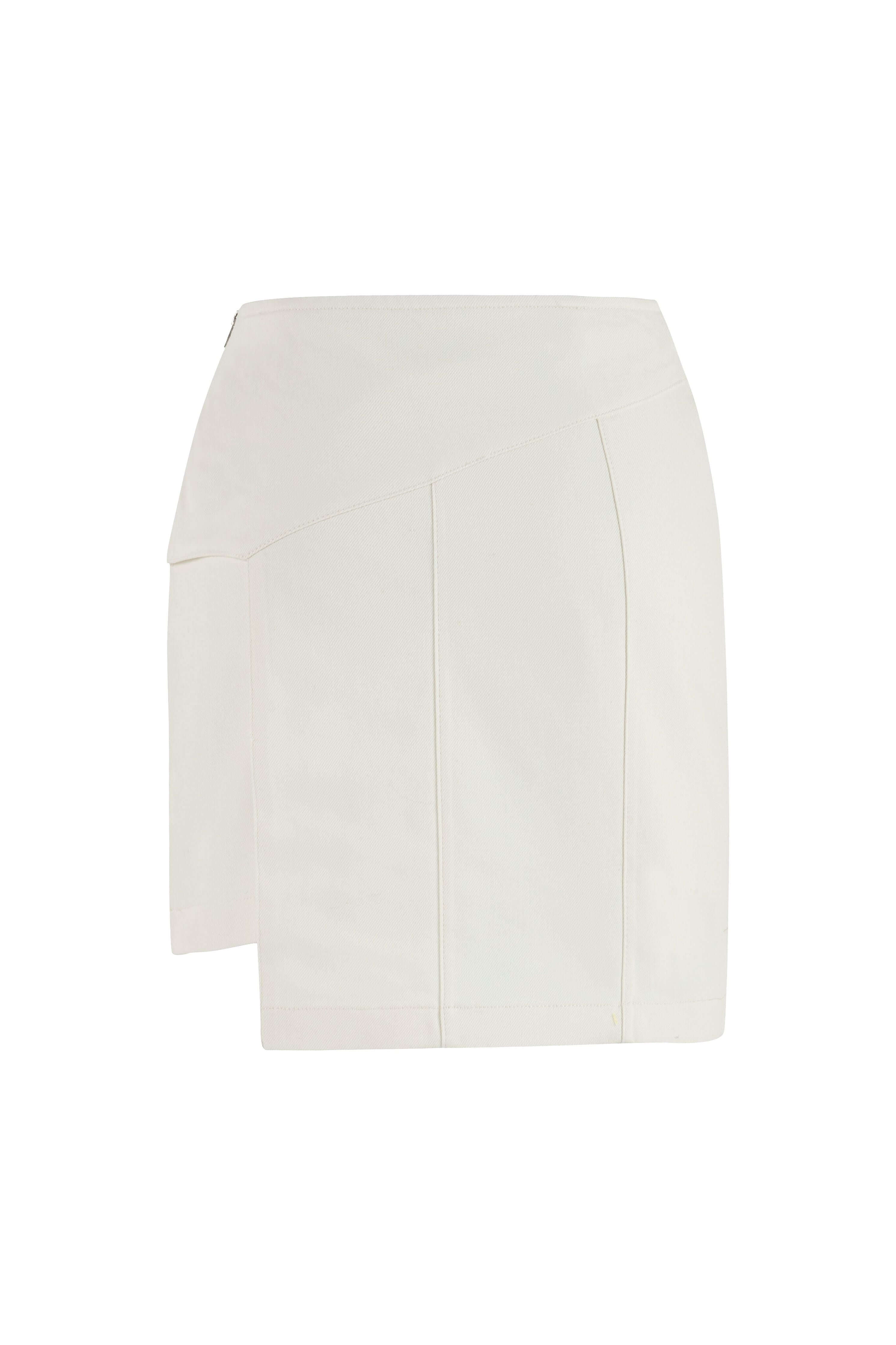 JENDUE Ron Eye Mini Denim Skirt - Modern Asymmetrical Style
