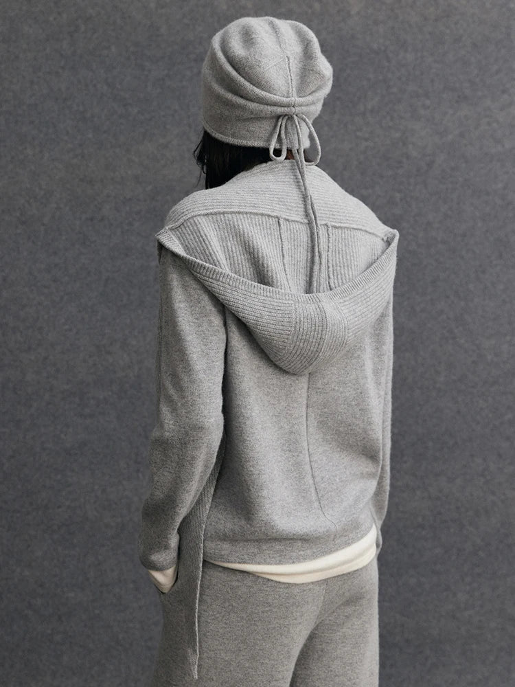TLOML Women‘s 100% Cashmere Hat Scarf Integrated Cashmere Hat  Autumn Winter Soft Warm Cashmere Knitwear Luxury Scarf Hat