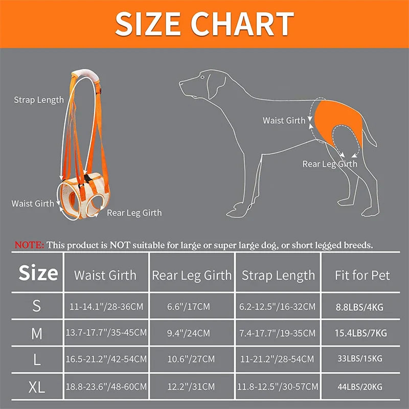 Adjustable Dog Sling Back Legs Hip Support Pet Accessories for Canine Aid and Ligament Rehabilitation Dog Lift Harness