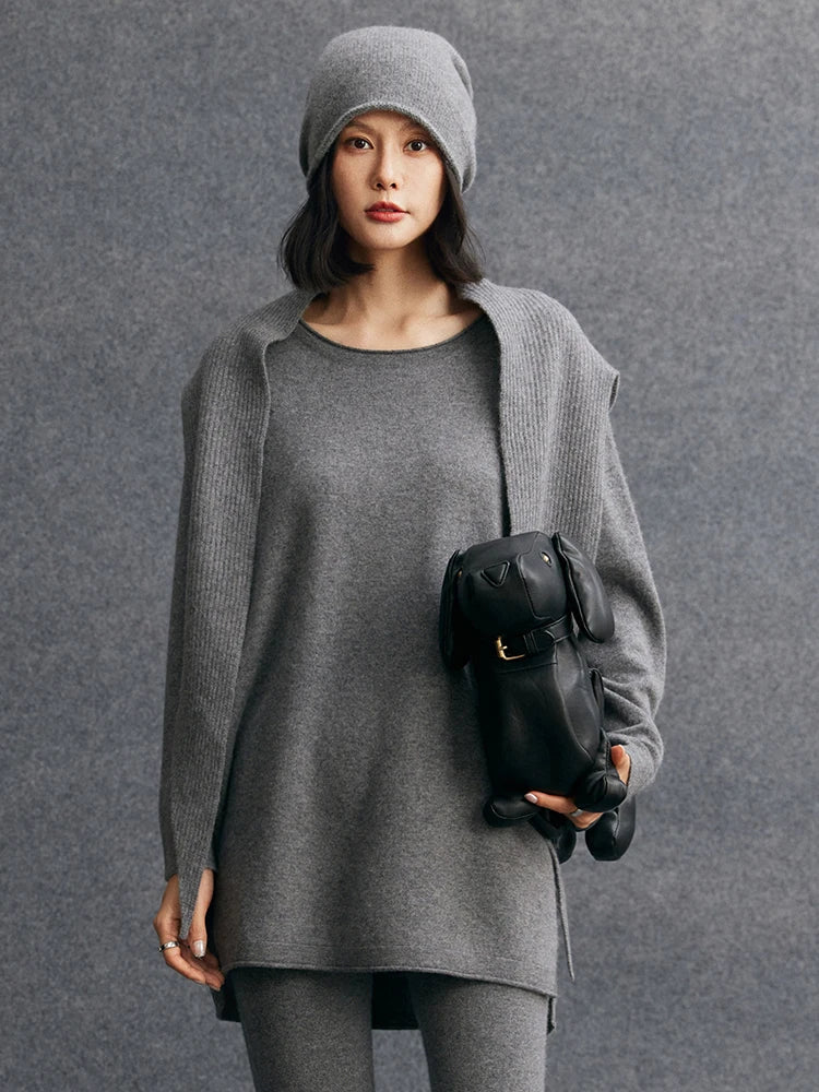 TLOML Women‘s 100% Cashmere Hat Scarf Integrated Cashmere Hat  Autumn Winter Soft Warm Cashmere Knitwear Luxury Scarf Hat