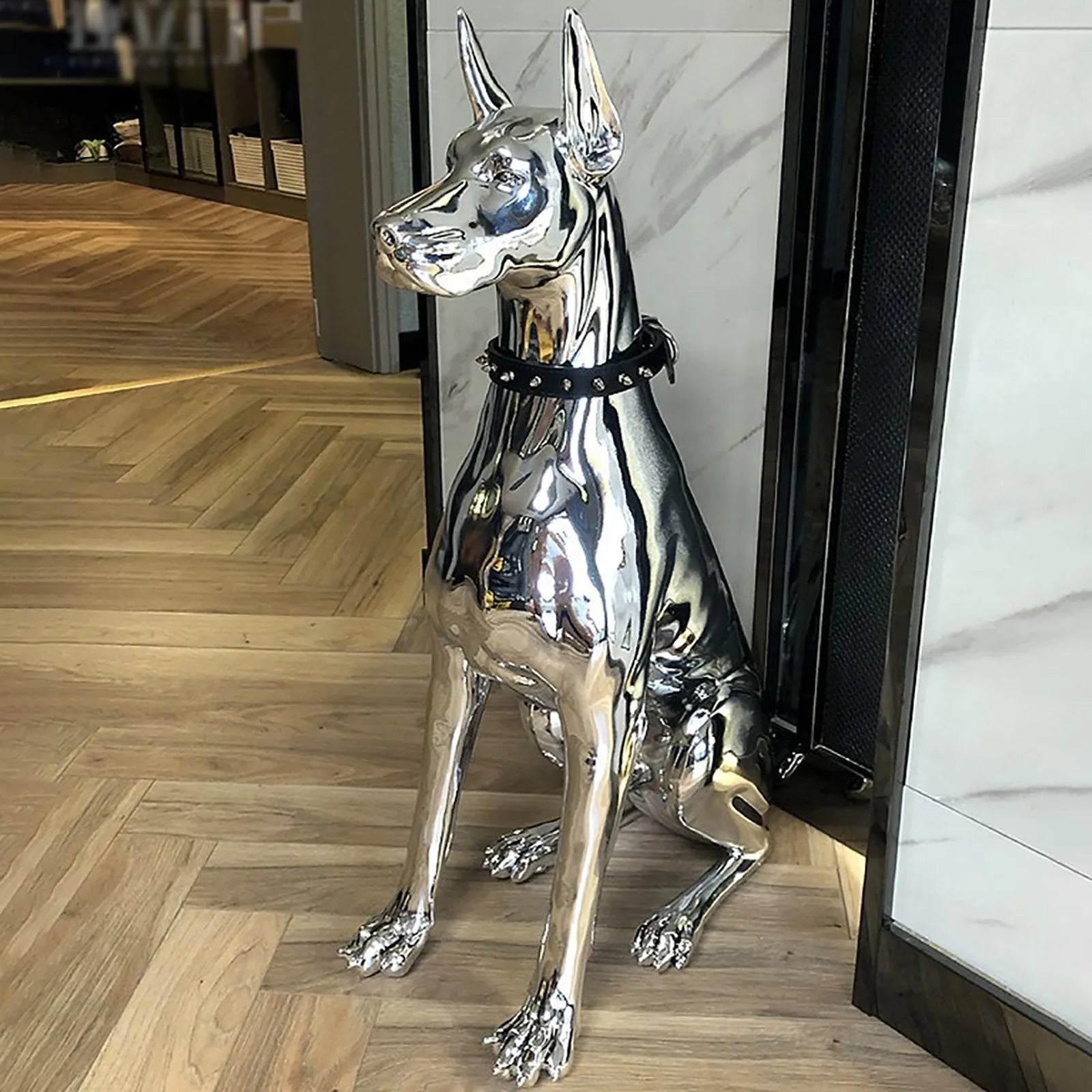 Home Decor Sculpture Doberman Dog Small Size Art Animal Statues Figurine Room Home Decoration Accessories Living Room Decoration