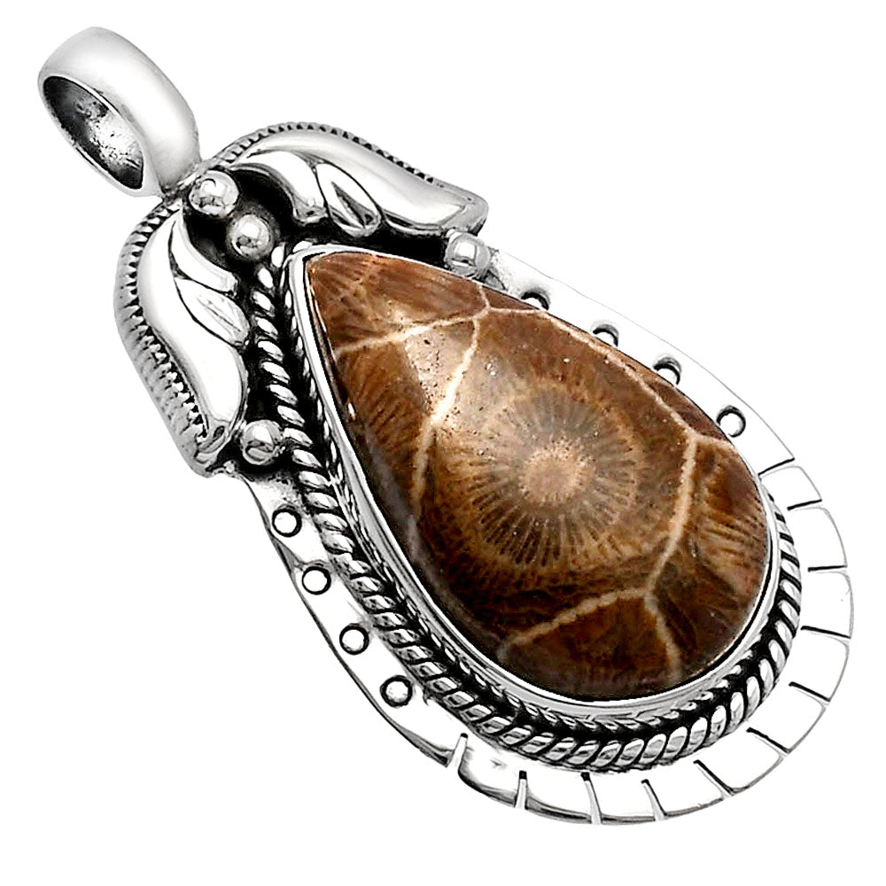 Natural Flower Fossil Coral Pendant P-1568 SDP144226