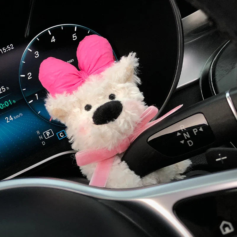 New Car Wiper Turn Signal Switch Decoration,Puppy Plush Doll Clutch Decor,kawaii Dog Car Wiper Doll Car Interior Accessories