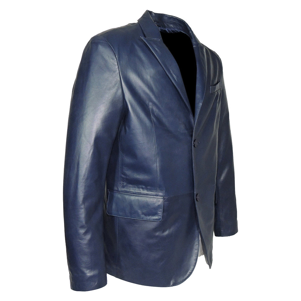 York Men's 2 Button Leather Blazer – Genuine Lambskin Formal Jacket