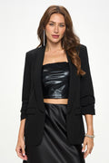 Ruched Sleeve Blazer