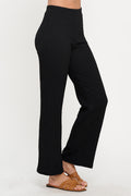 Textured Straight Leg Pants with Elastic Waistband