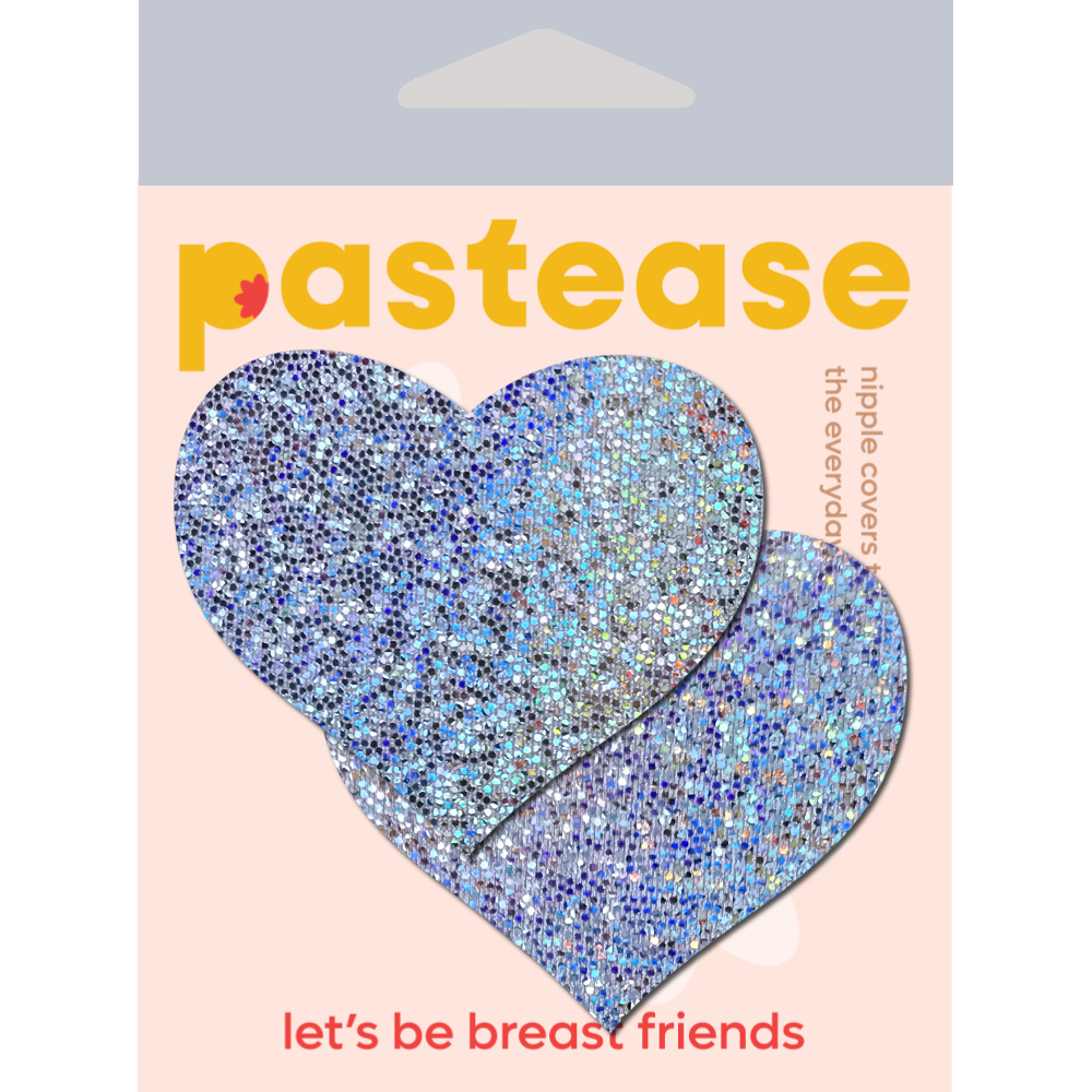 5-Pack: Love: Silver Glitter Heart Nipple Pasties by Pastease® o/s