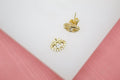 18K Gold Filled Evil Eye Stud Earrings With Clear CZ Stones (L76)