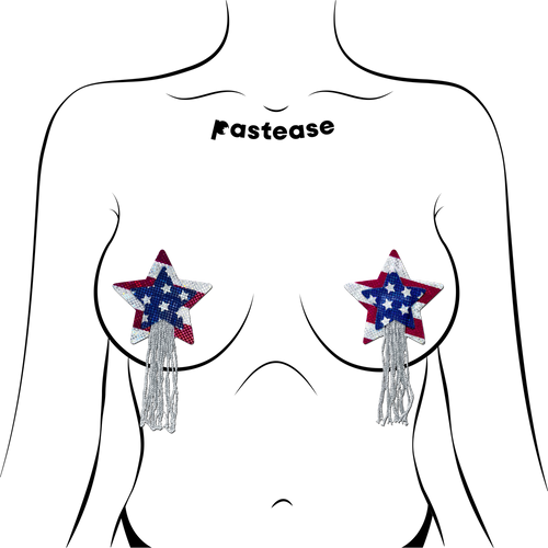 5-Pack: Tassel Pasties: American Patriotic Sparkling Stars & Stripes USA Breast Pasties by Pastease®
